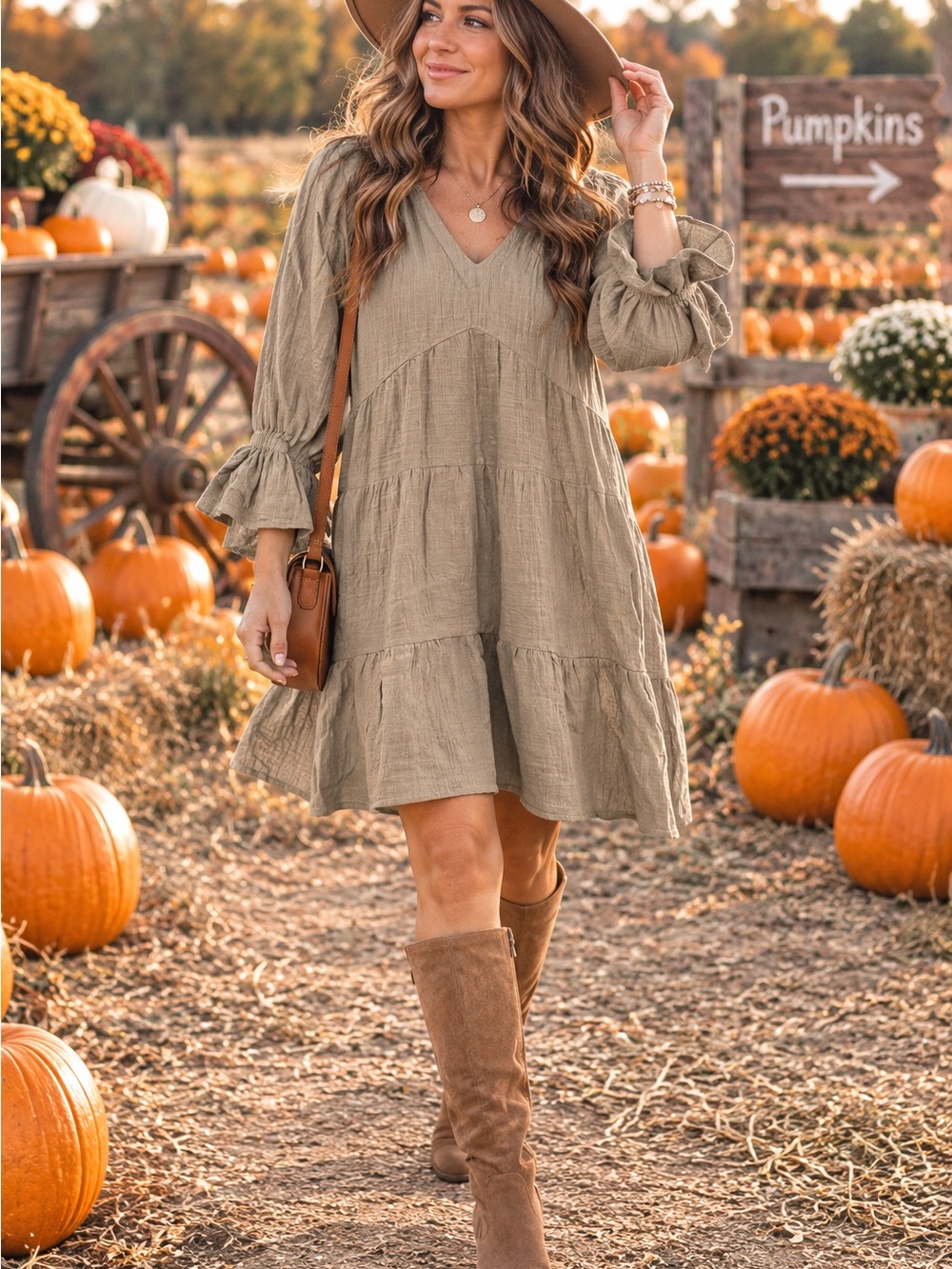 Phie Cotton Togo beige Mini Dress V-Neck Tiered NWT Retail $212